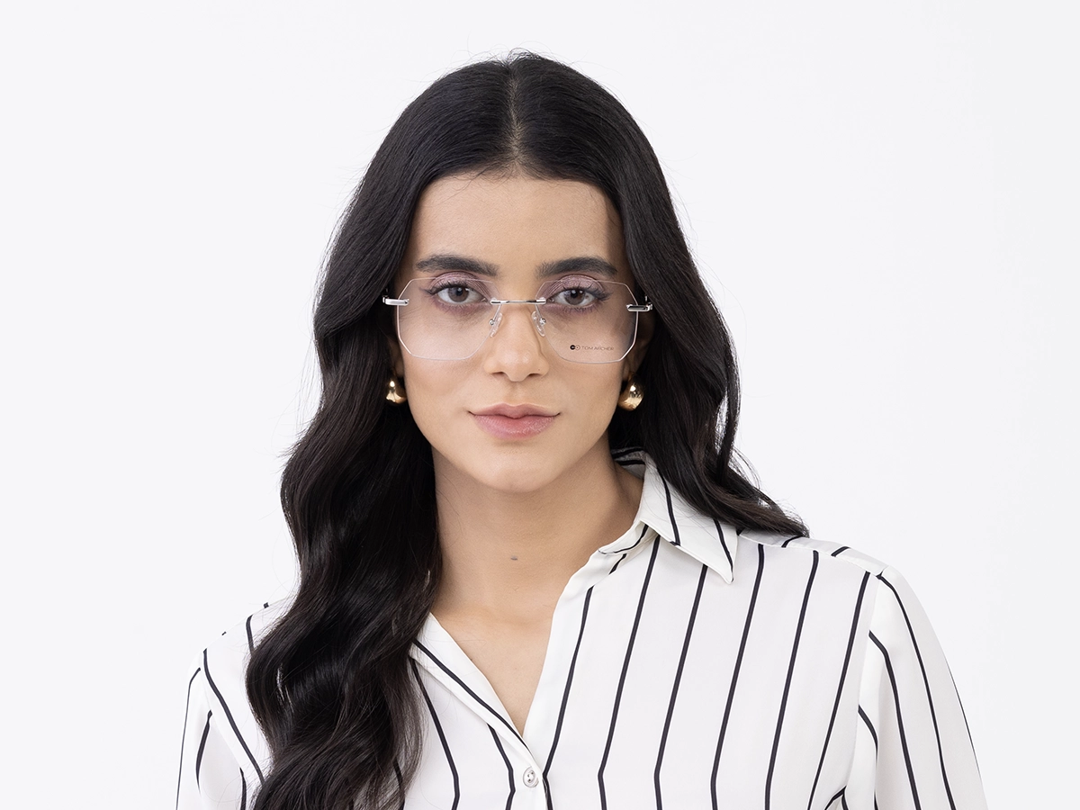 Metal & Wood Frame Silver Glasses 51