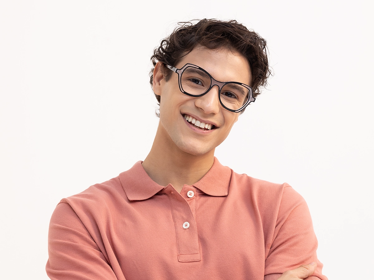 Black & Matte Grey Butterfly Glasses-42