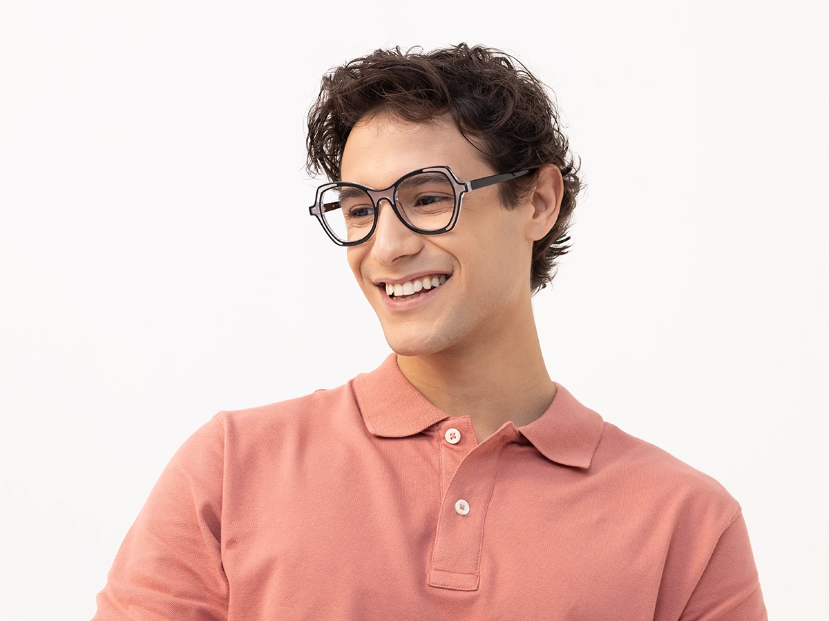 Black & Matte Grey Butterfly Glasses-43