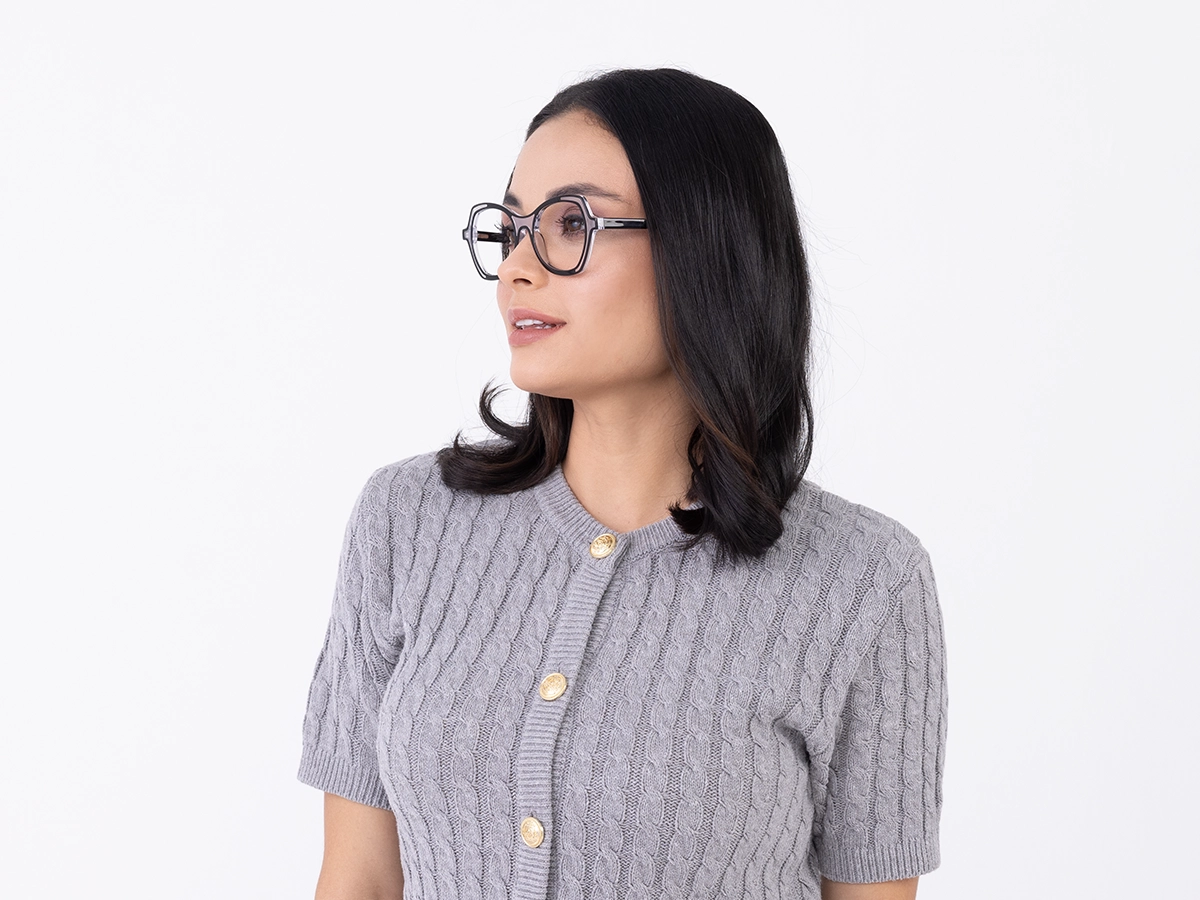 Black & Matte Grey Butterfly Glasses-53