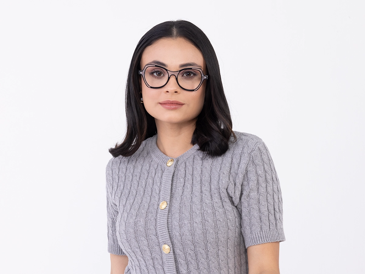 Black & Matte Grey Butterfly Glasses-51