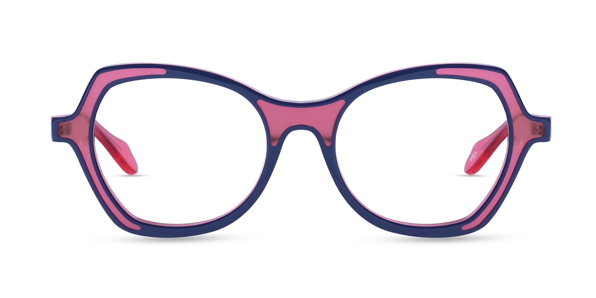 Denim Blue & Matte Rose Pink Butterfly Glasses-1