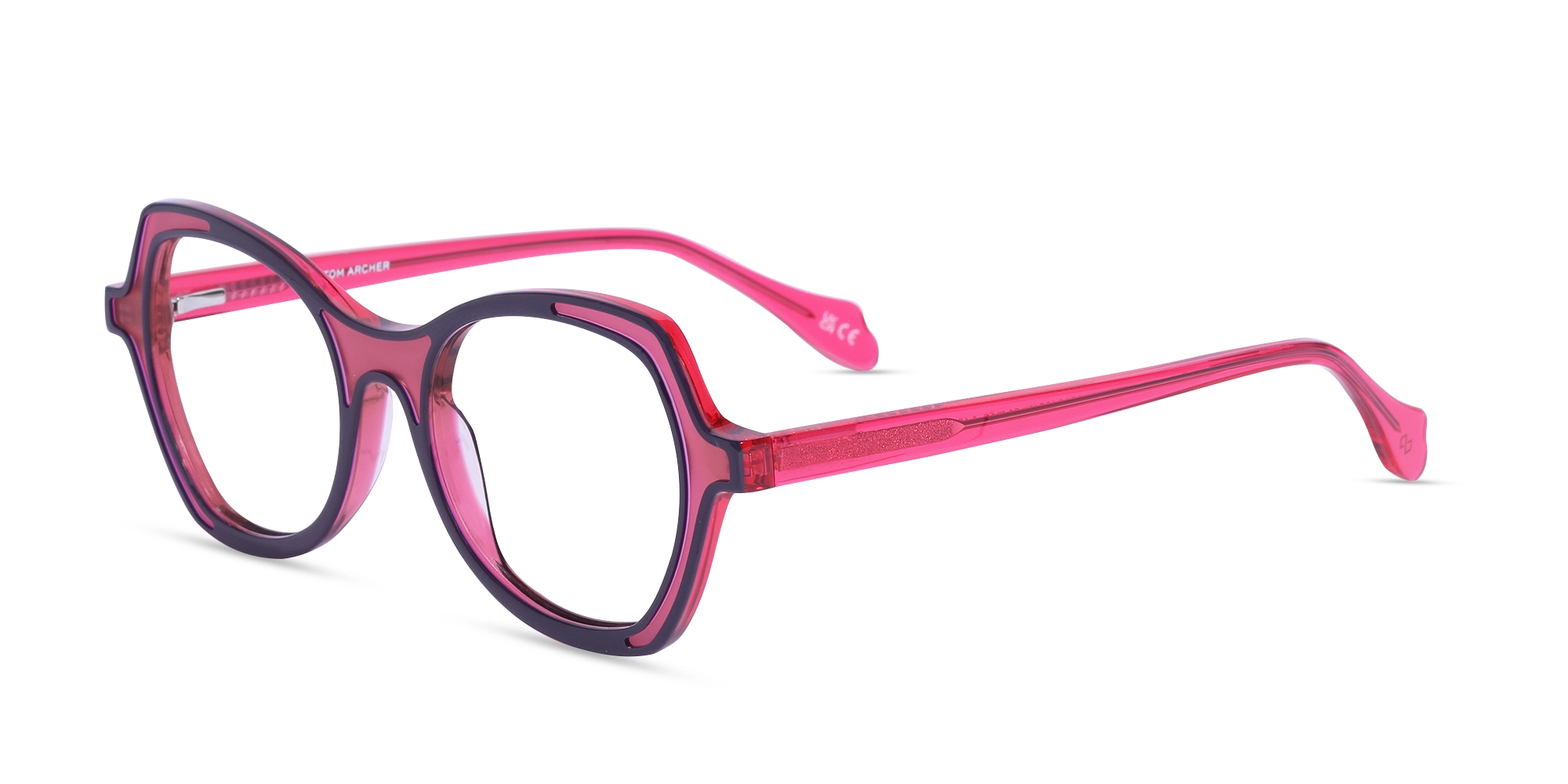 Denim Blue & Matte Rose Pink Butterfly Glasses-3