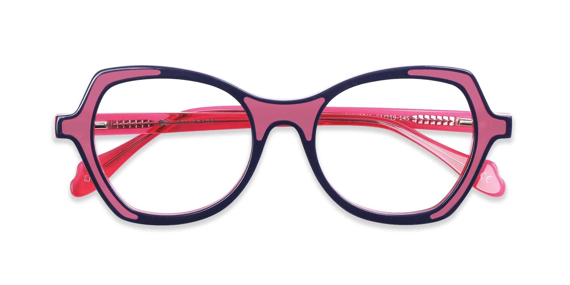 Denim Blue & Matte Rose Pink Butterfly Glasses-6
