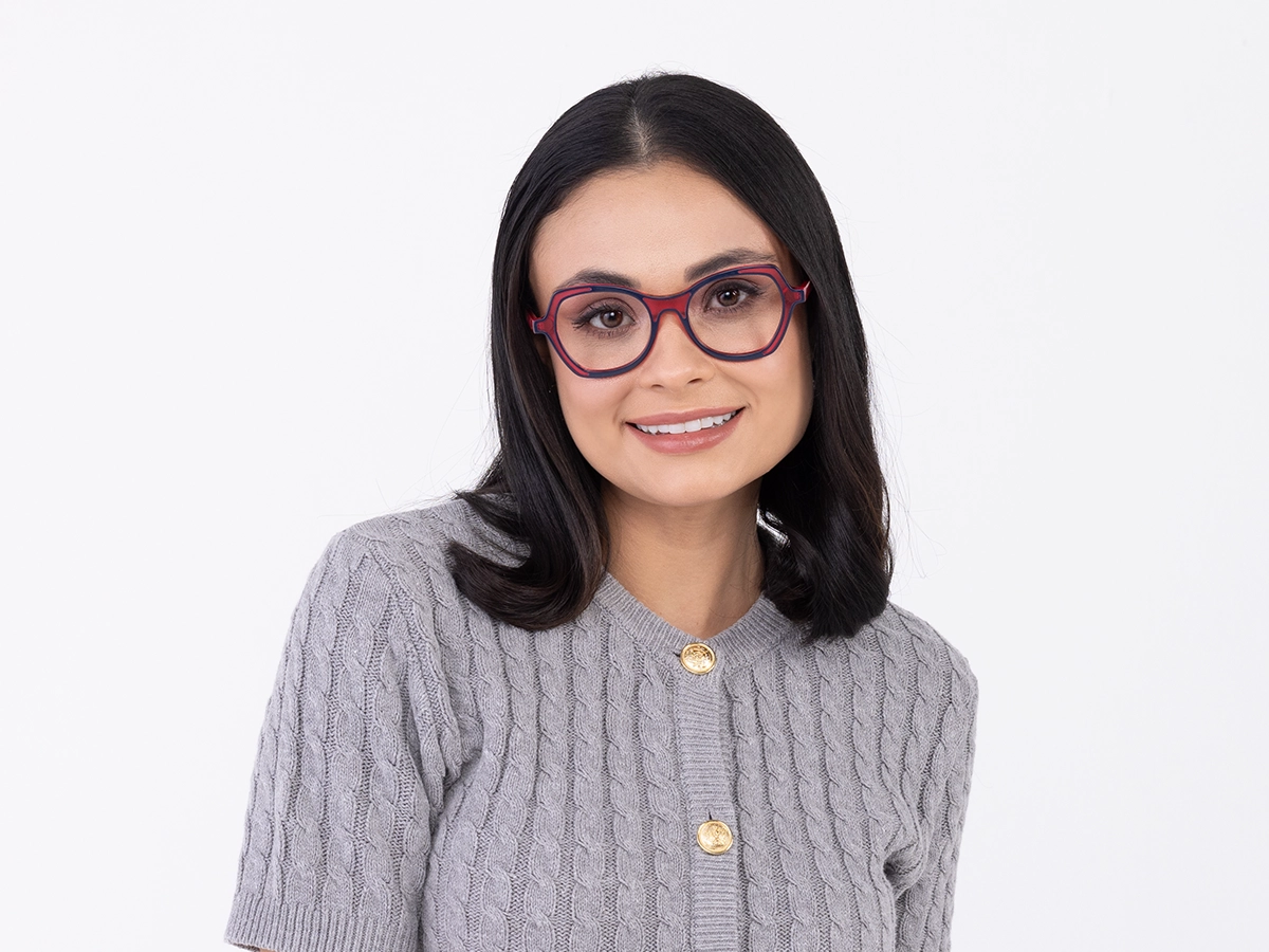 Denim Blue & Matte Rose Pink Butterfly Glasses-51