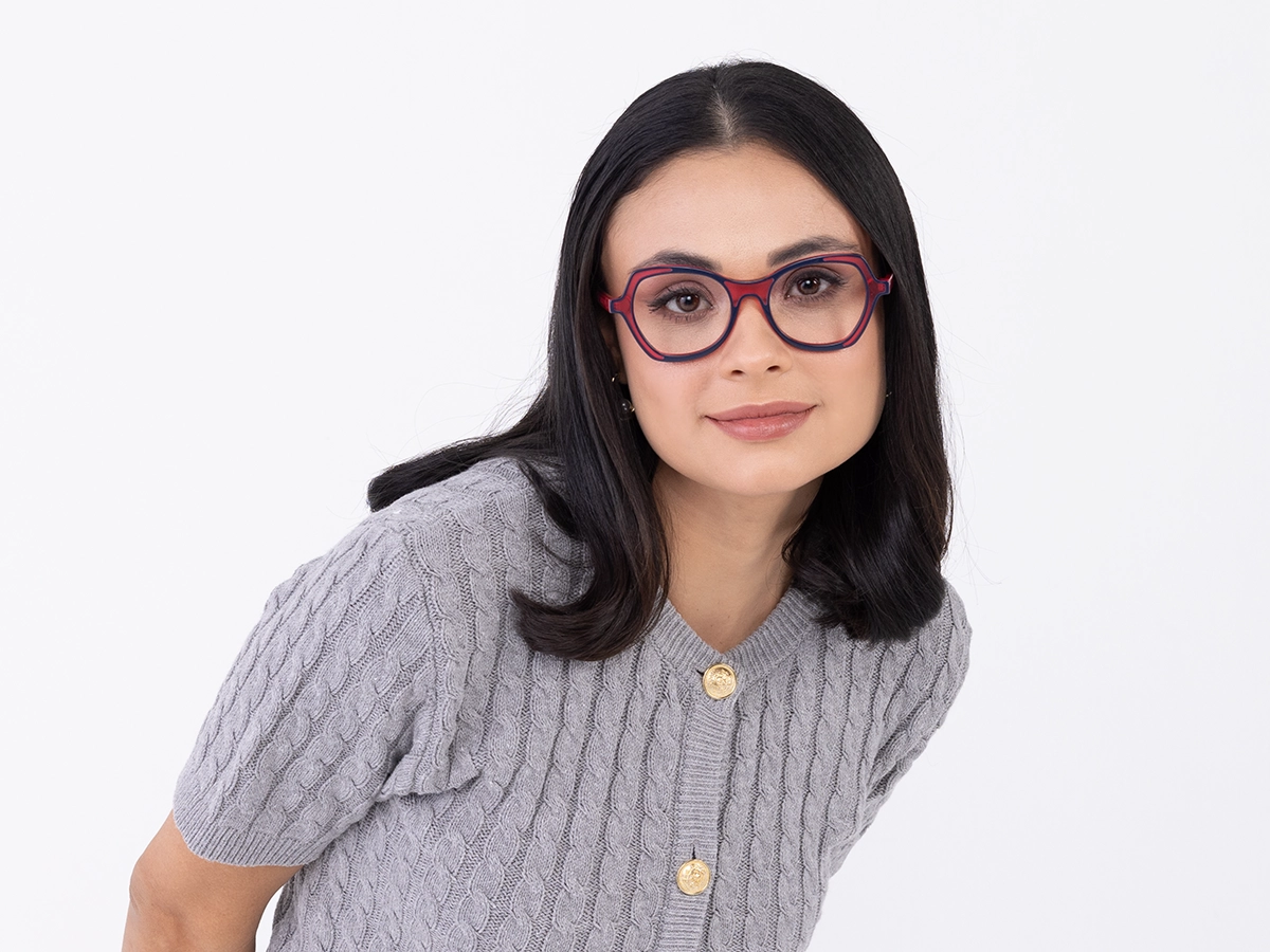 Denim Blue & Matte Rose Pink Butterfly Glasses-52