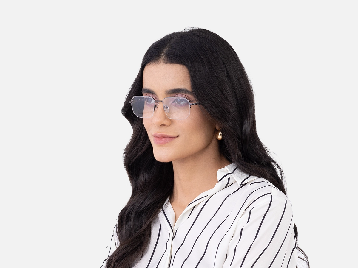 Gunmetal Rectangle Eyeglasses 52