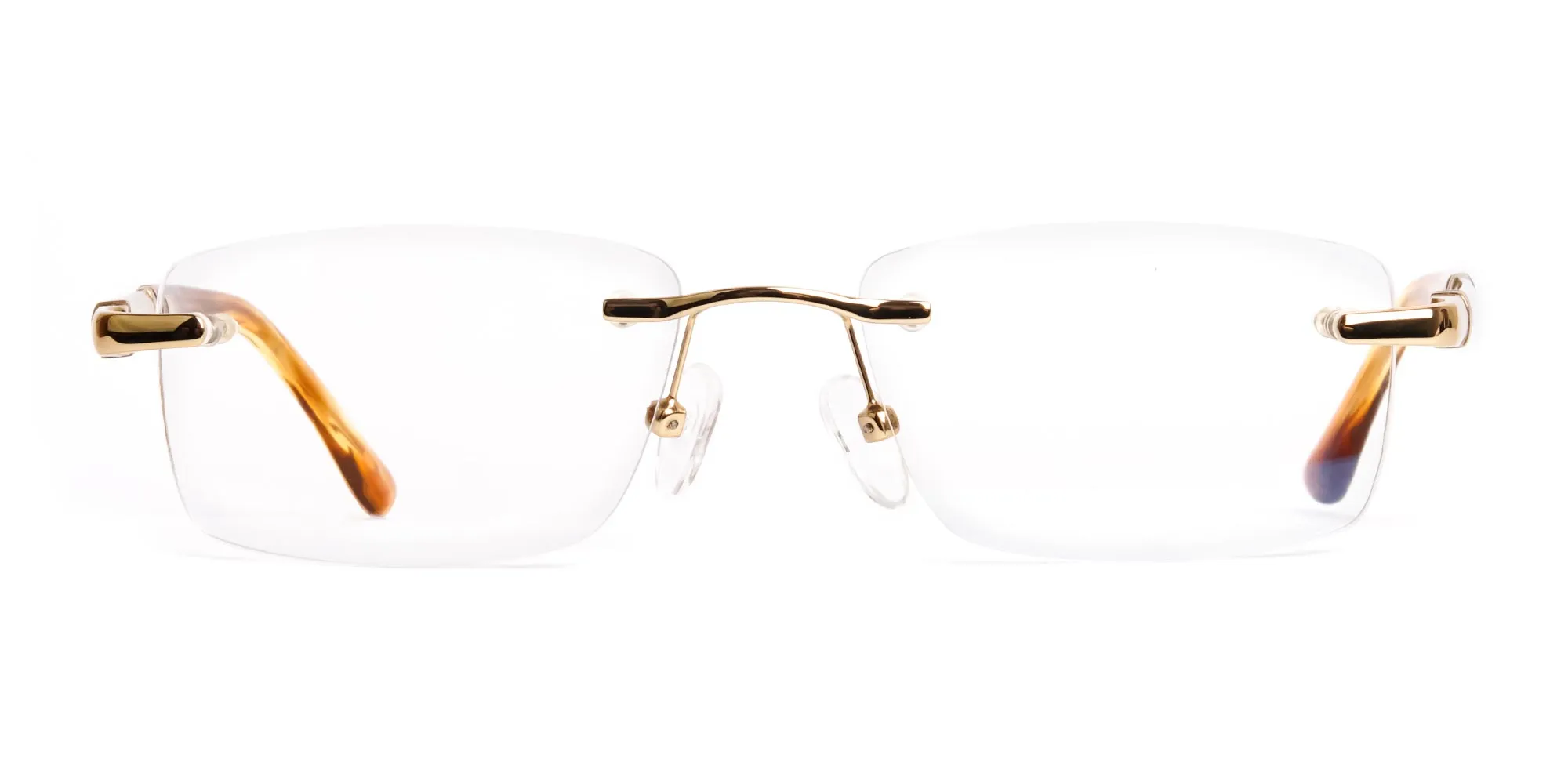 T81001R/GD - Champagne Gold Rectangular Rimless Glasses