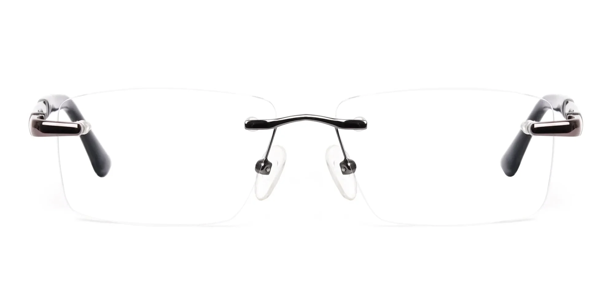 T81001R/GM - Gunmetal Rectangular Rimless Glasses Frames