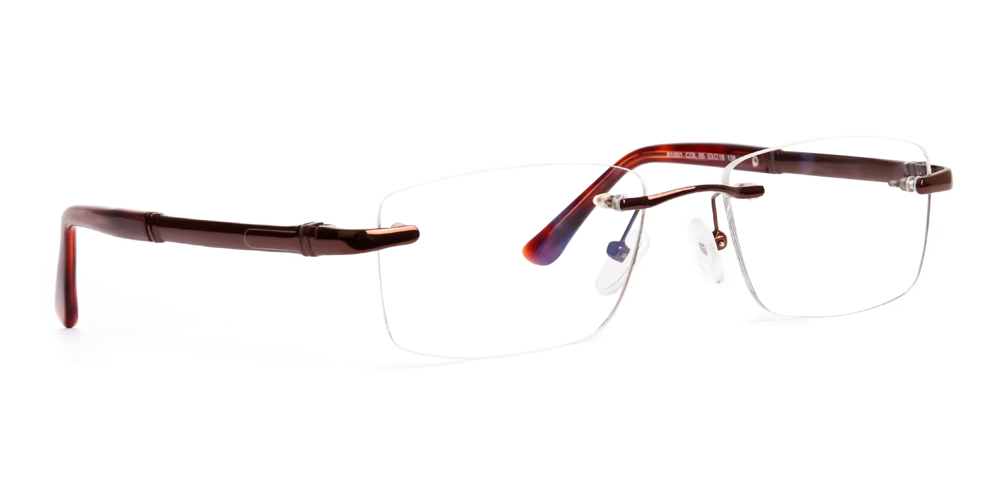 brown rectangular rimless metal glasses frames-2