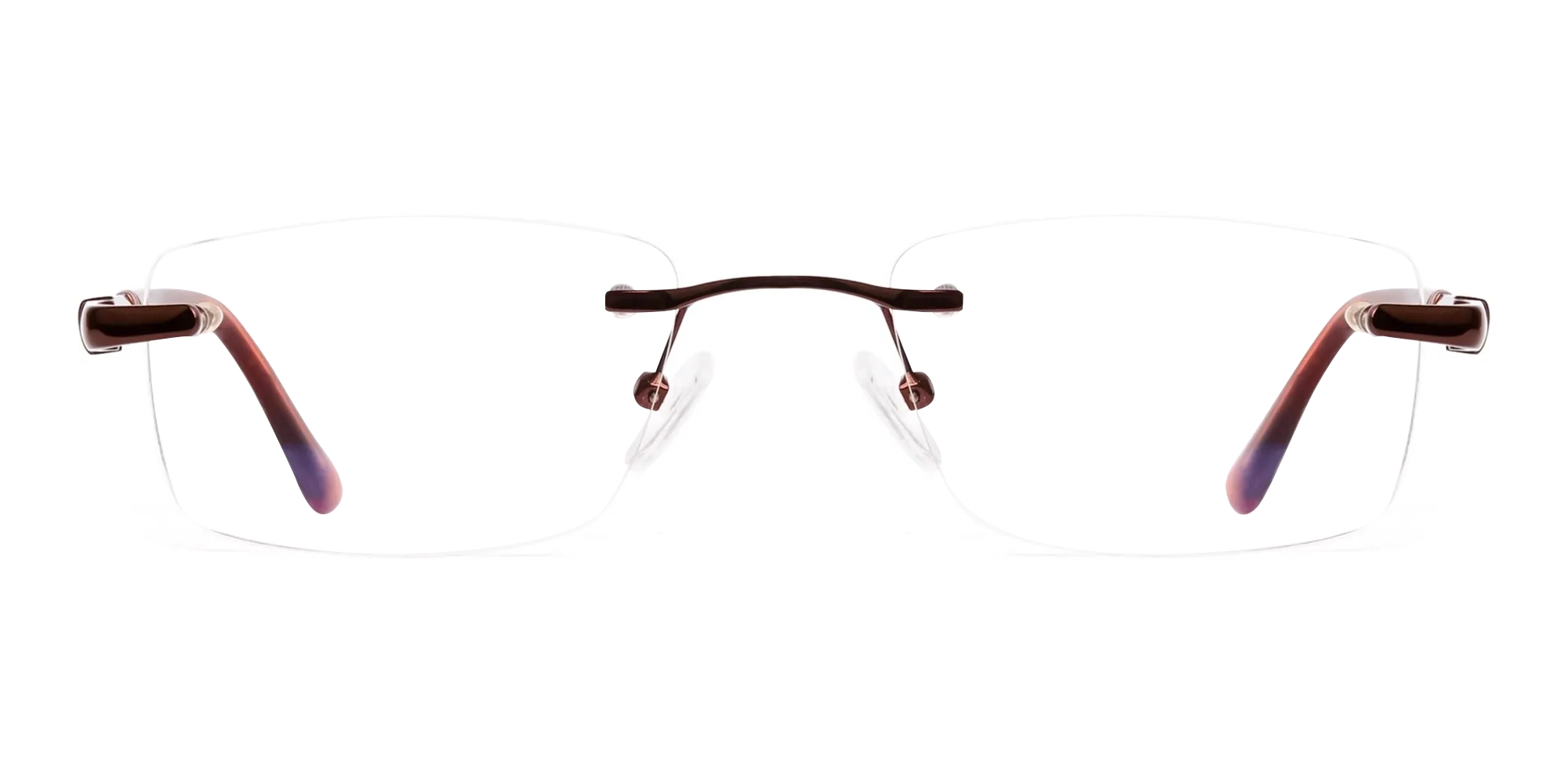 brown rectangular rimless metal glasses frames-1