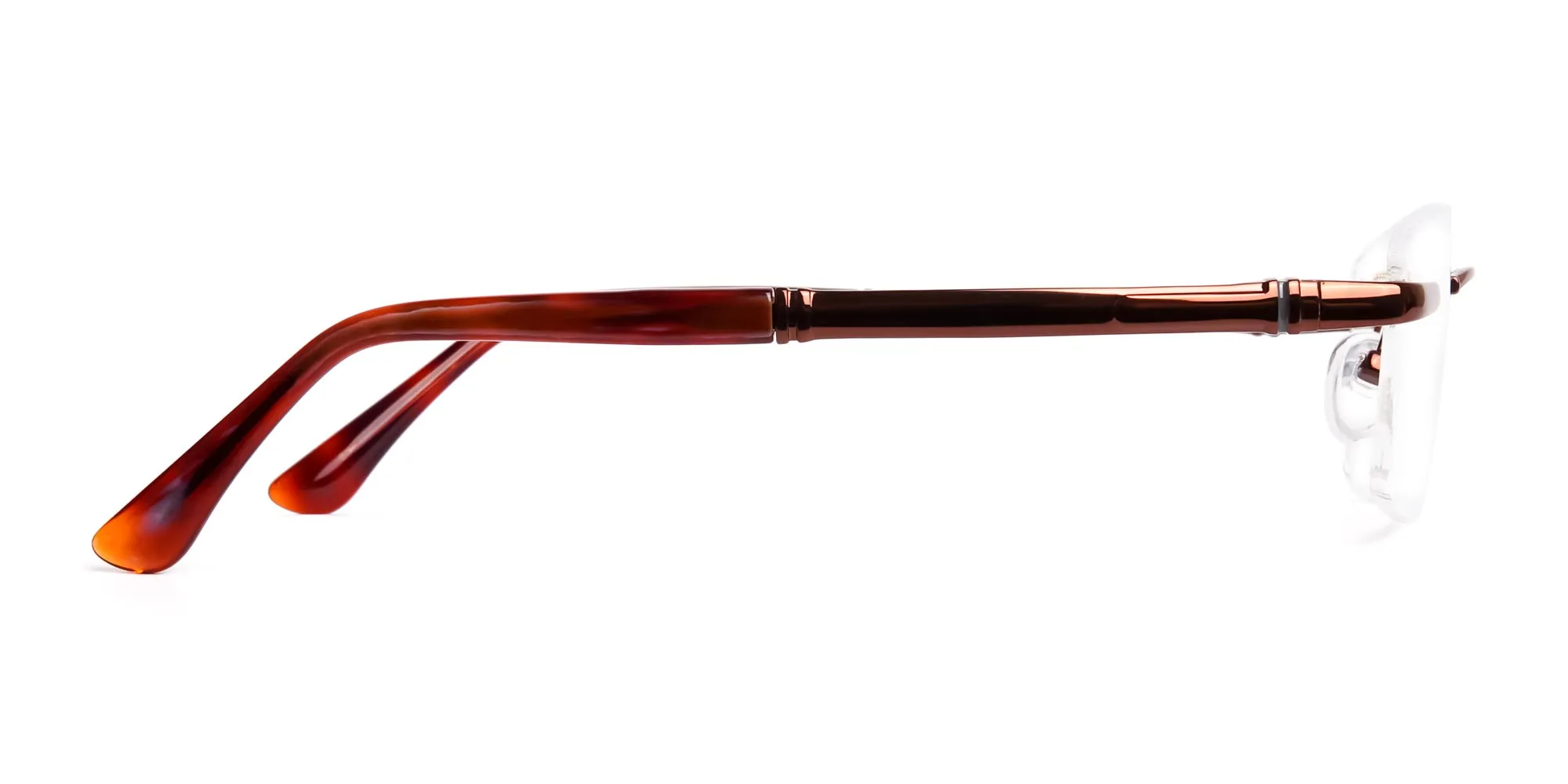 brown rectangular rimless metal glasses frames-2