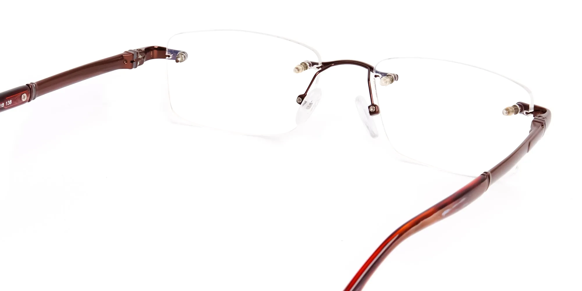 brown rectangular rimless metal glasses frames-5