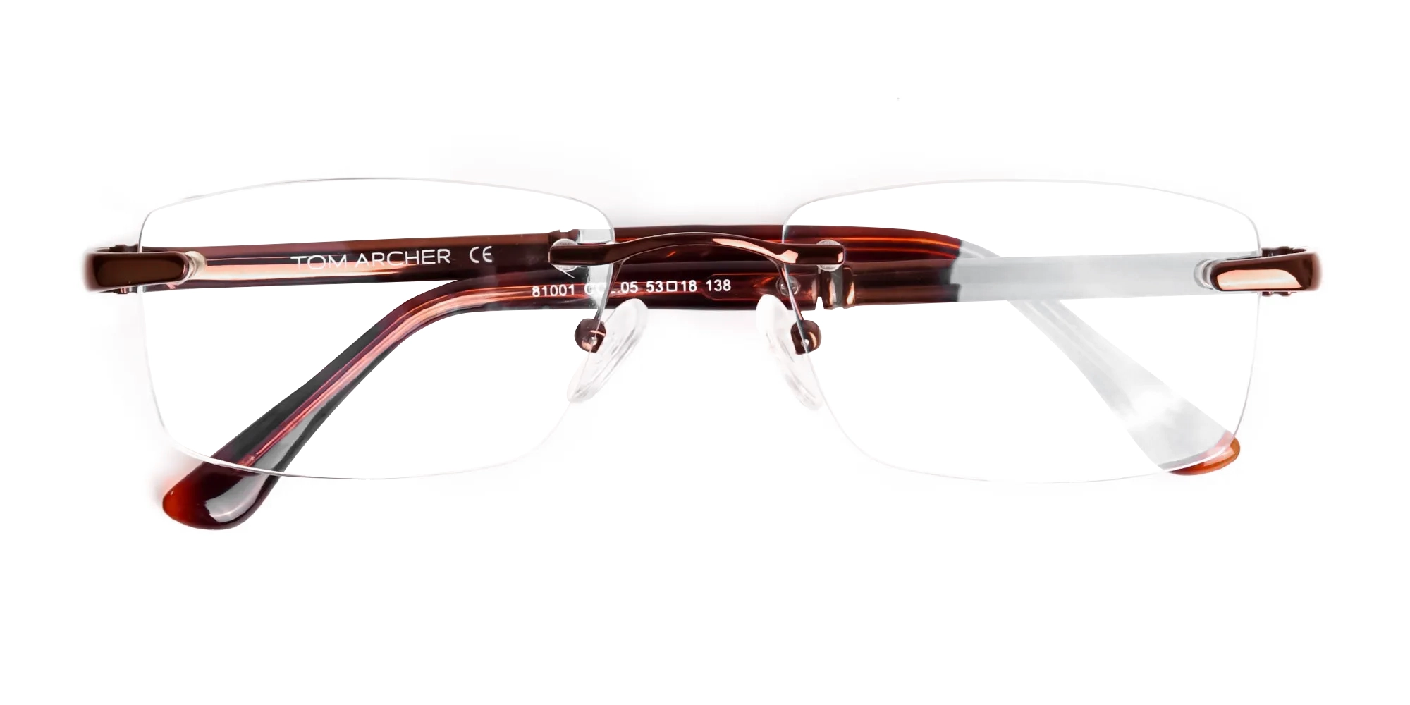 brown rectangular rimless metal glasses frames-6
