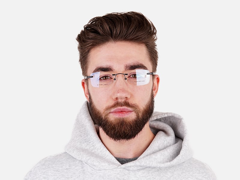 black rectangular rimless titan glasses frames-11