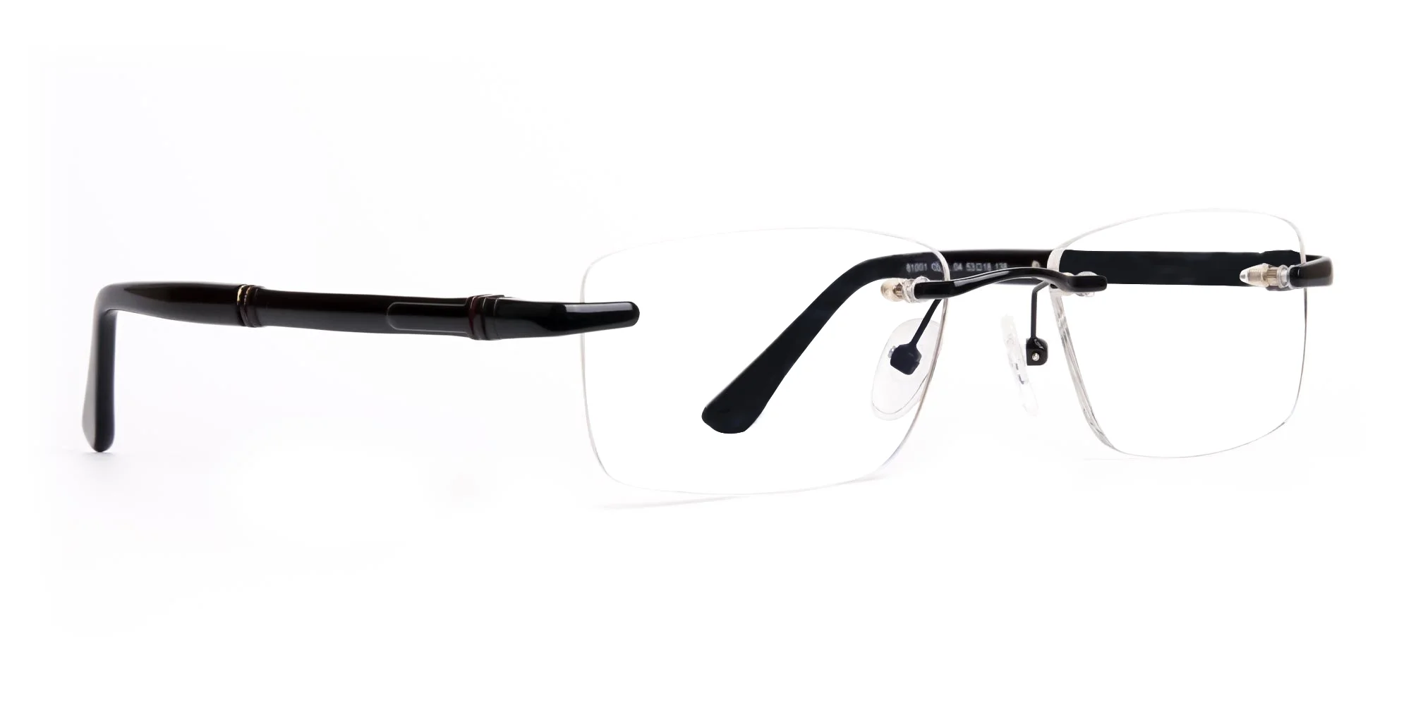 black rectangular rimless titan glasses frames-2
