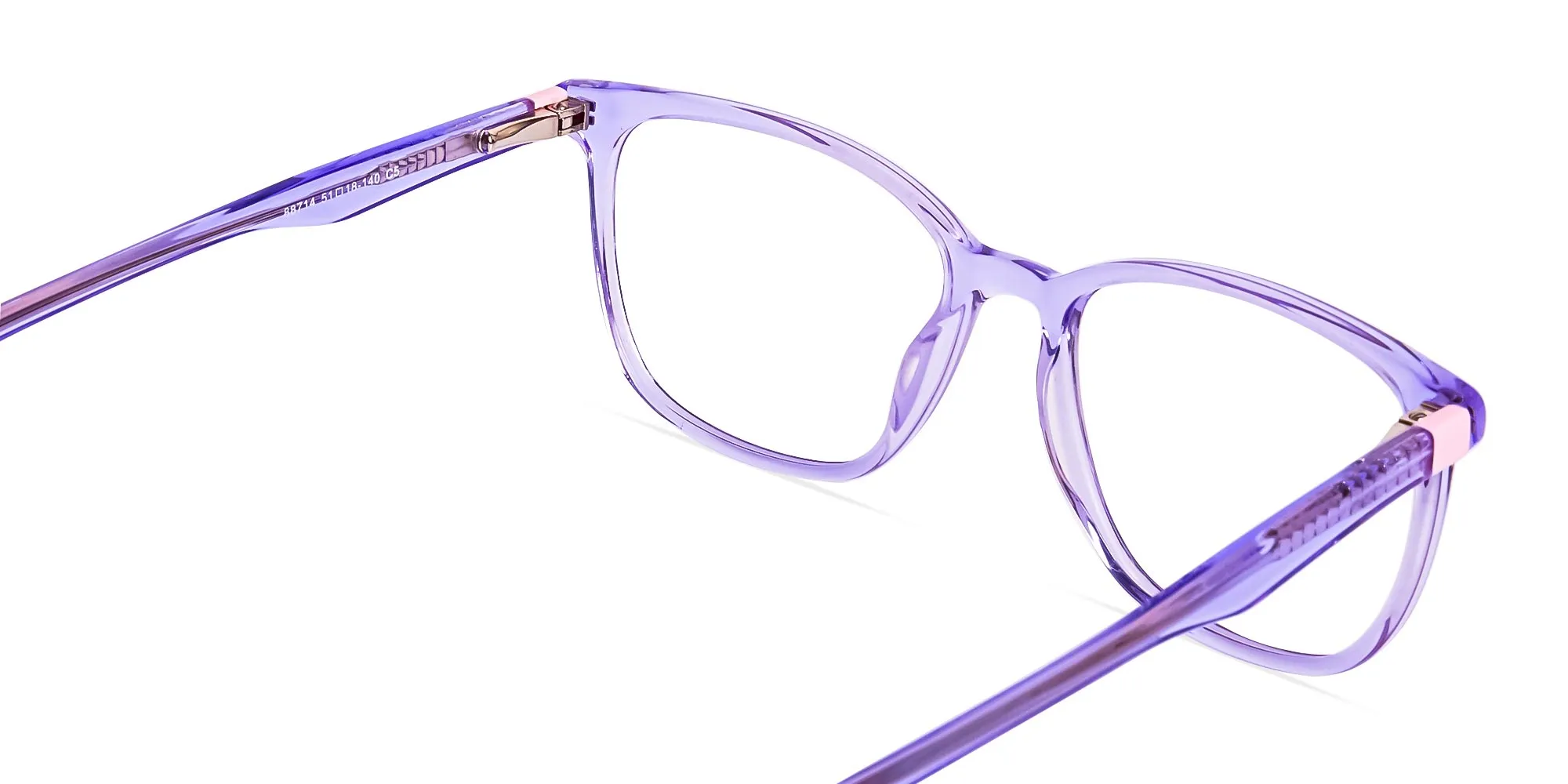 Crystal Light Purple Square and Rectangular Glasses Frames-2