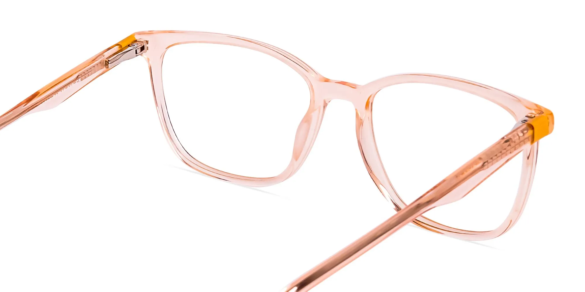 Transparent or crystal clear Orange square and Rectangular Glasses Frames-2