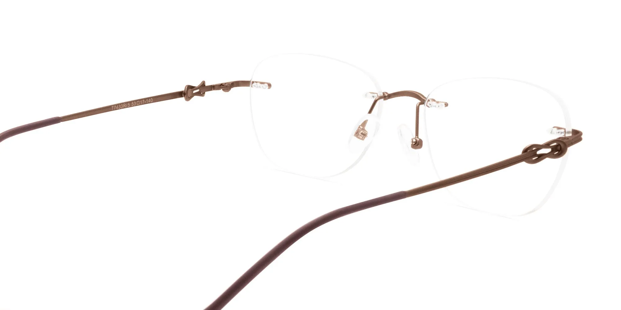 Brown Cat Eye Rimless Glasses-2