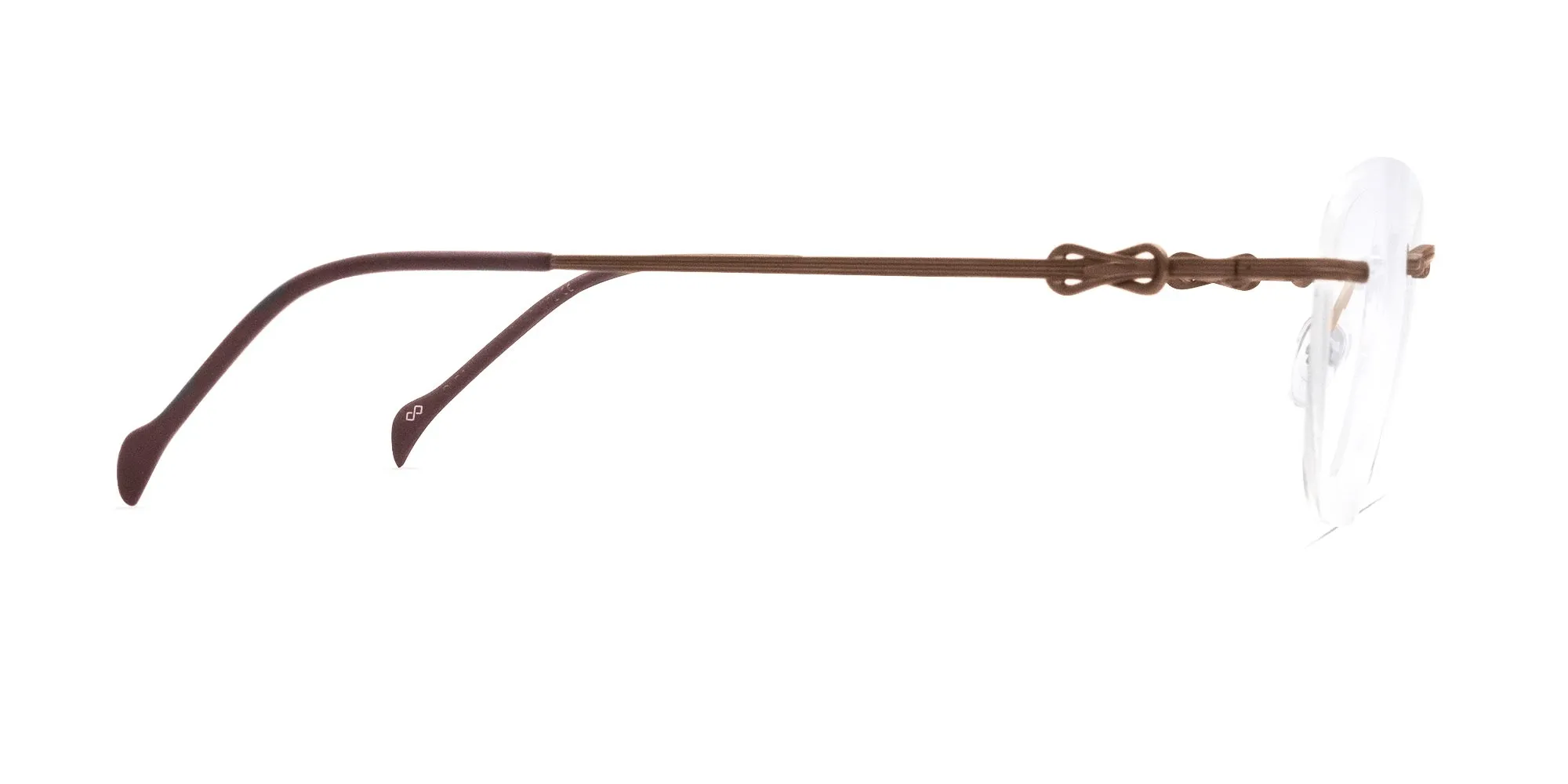 Brown Cat Eye Rimless Glasses-2