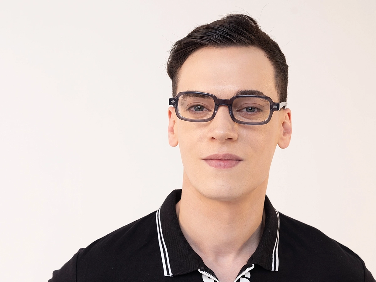 Crystal Grey Rectangle Glasses 42