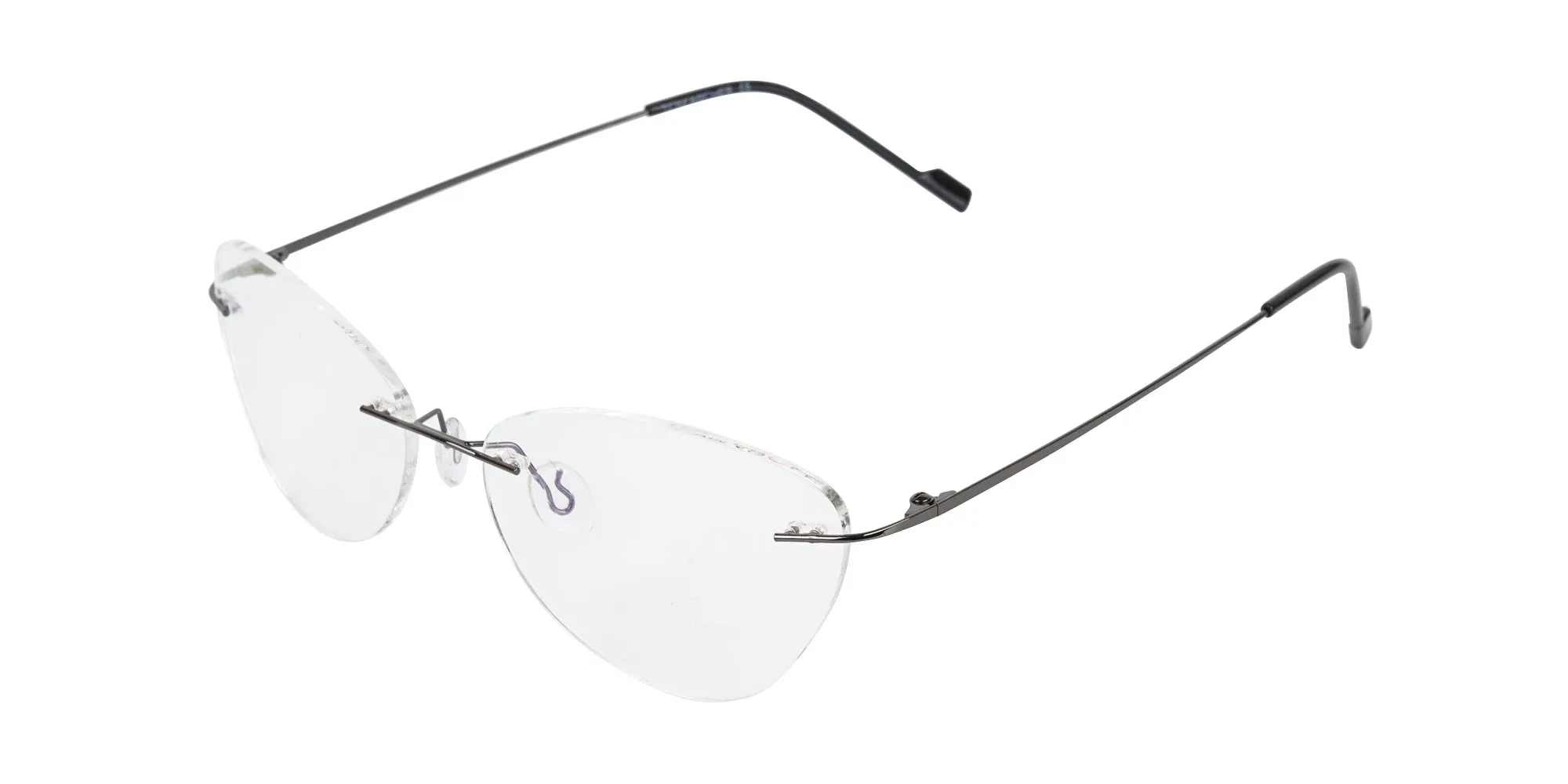 Gunmetal Rimless Cat-Eye Glasses -2