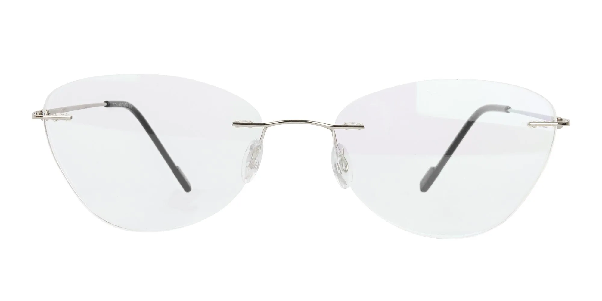 T63154R/S - Cat-Eye Rimless Glasses  in Silver Metal 