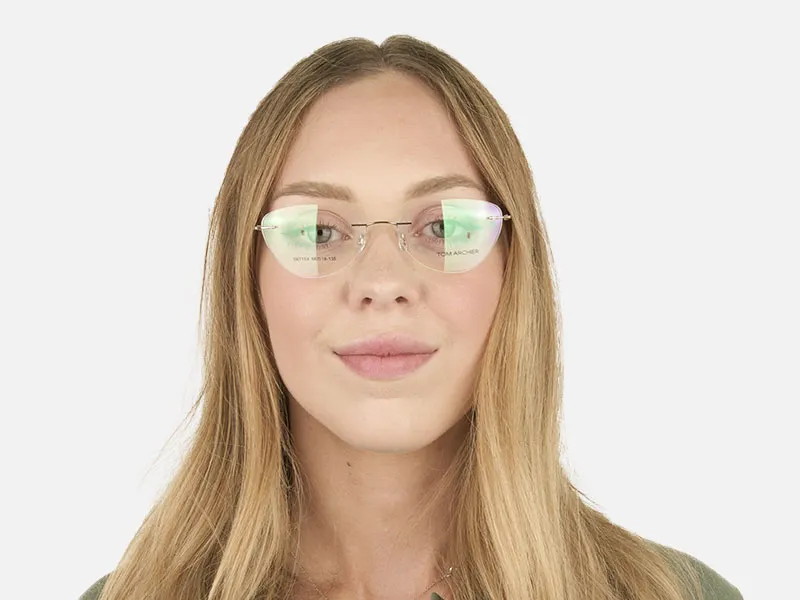 Rimless Cat-Eye Glasses in Silver Metal-2