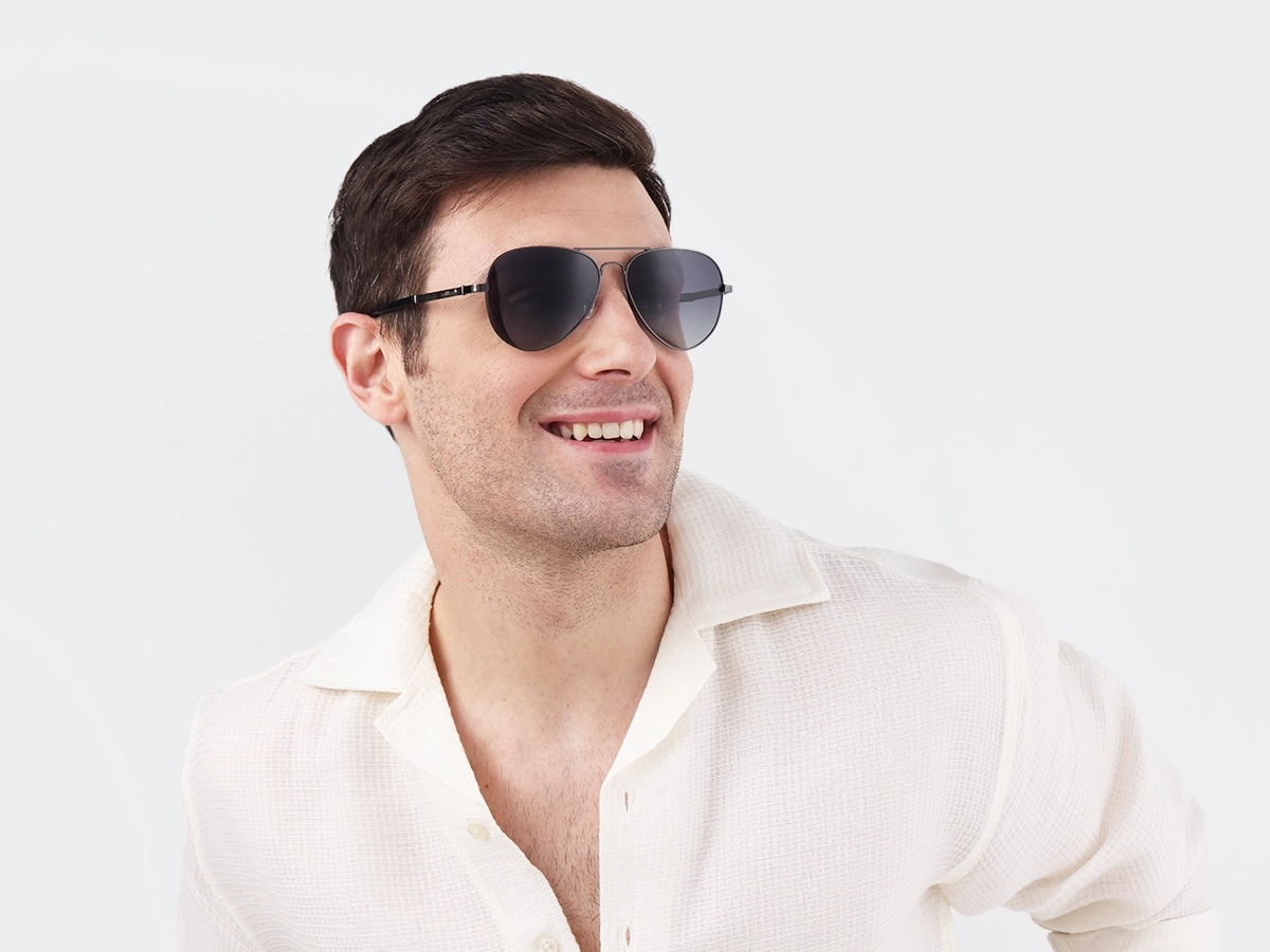 Gunmetal Lightweight Pilot Sunglasses 42