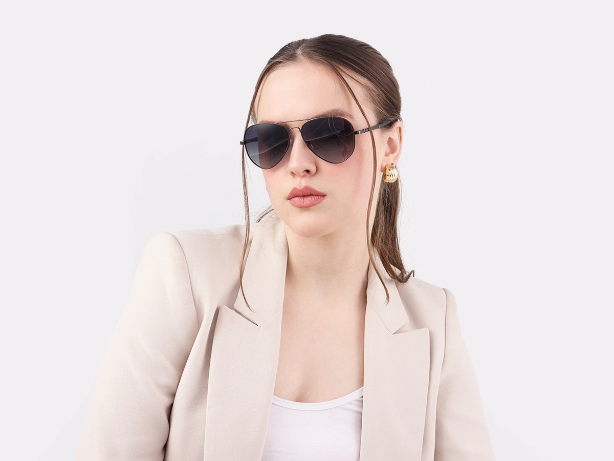 Gunmetal Lightweight Pilot Sunglasses 51
