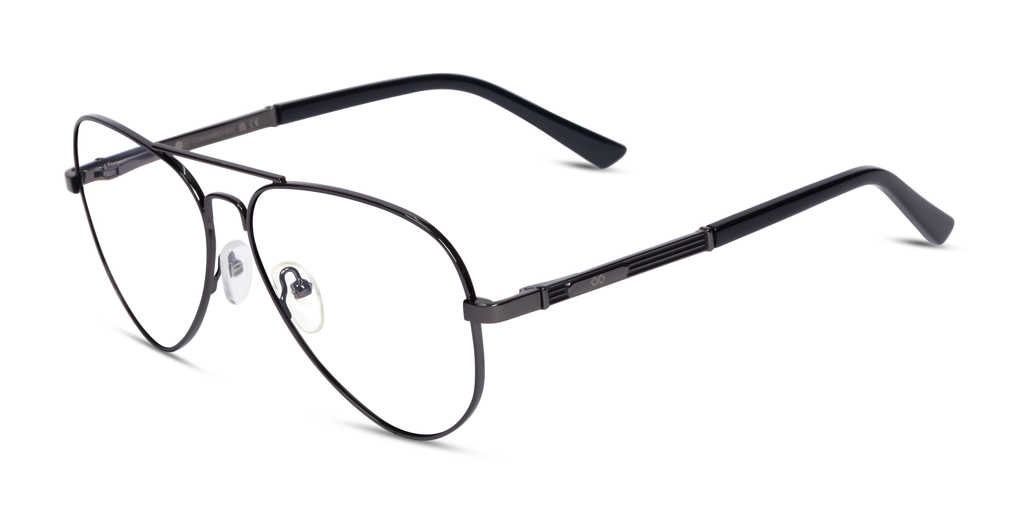 Lightweight Gunmetal Pilot Full-Rim Glasses