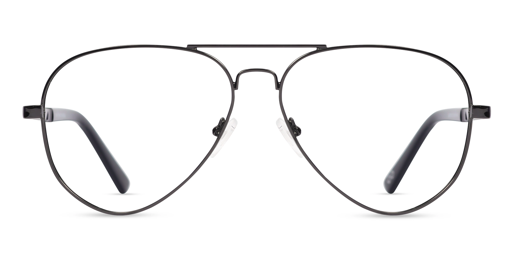 Lightweight Gunmetal Pilot Full-Rim Glasses