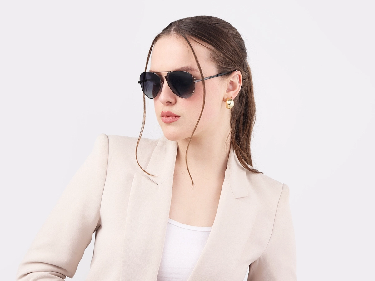 Gunmetal Lightweight Pilot Sunglasses 52