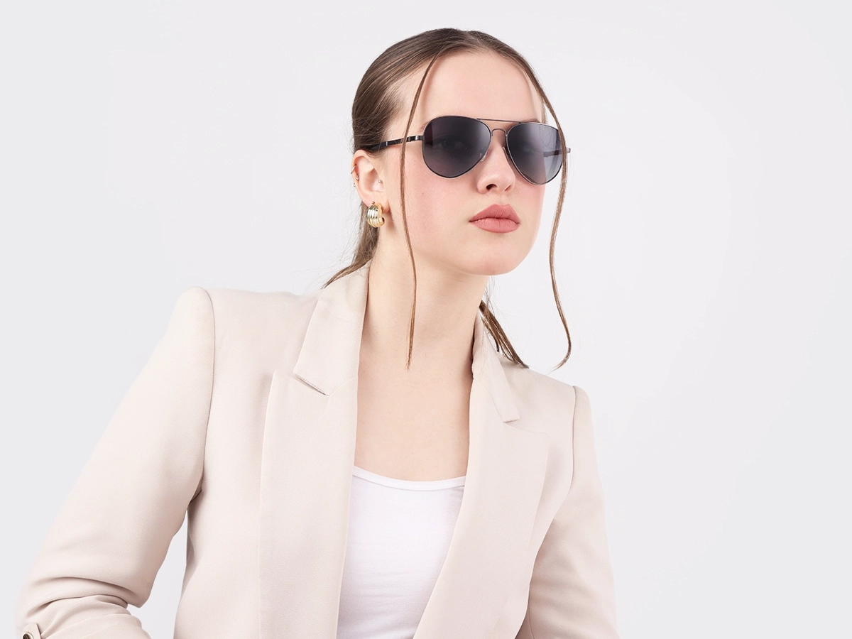 Gunmetal Lightweight Pilot Sunglasses 53