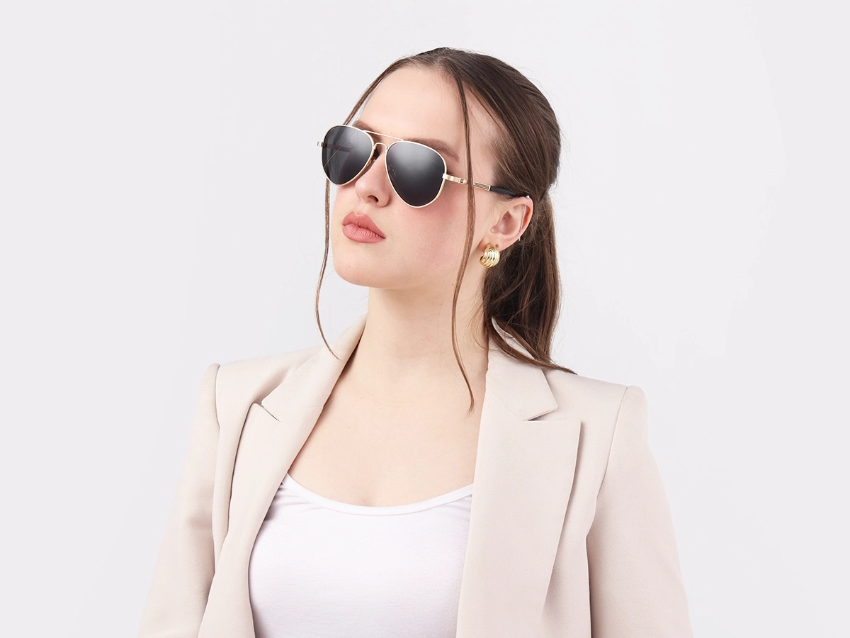 Champagne Gold Lightweight Double Bridge Sunglasses 52