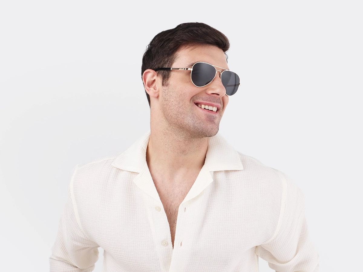 Champagne Gold Lightweight Double Bridge Sunglasses 42