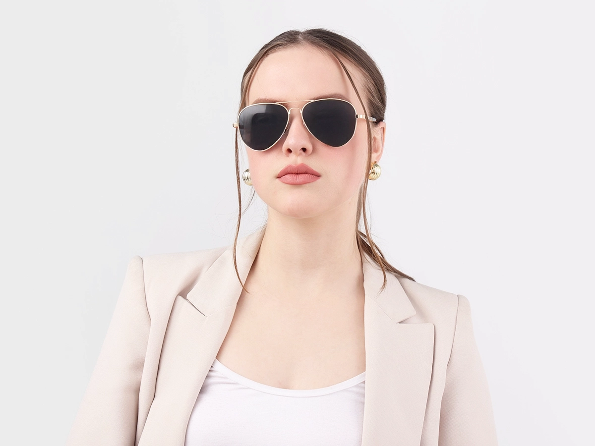 Champagne Gold Lightweight Double Bridge Sunglasses 51