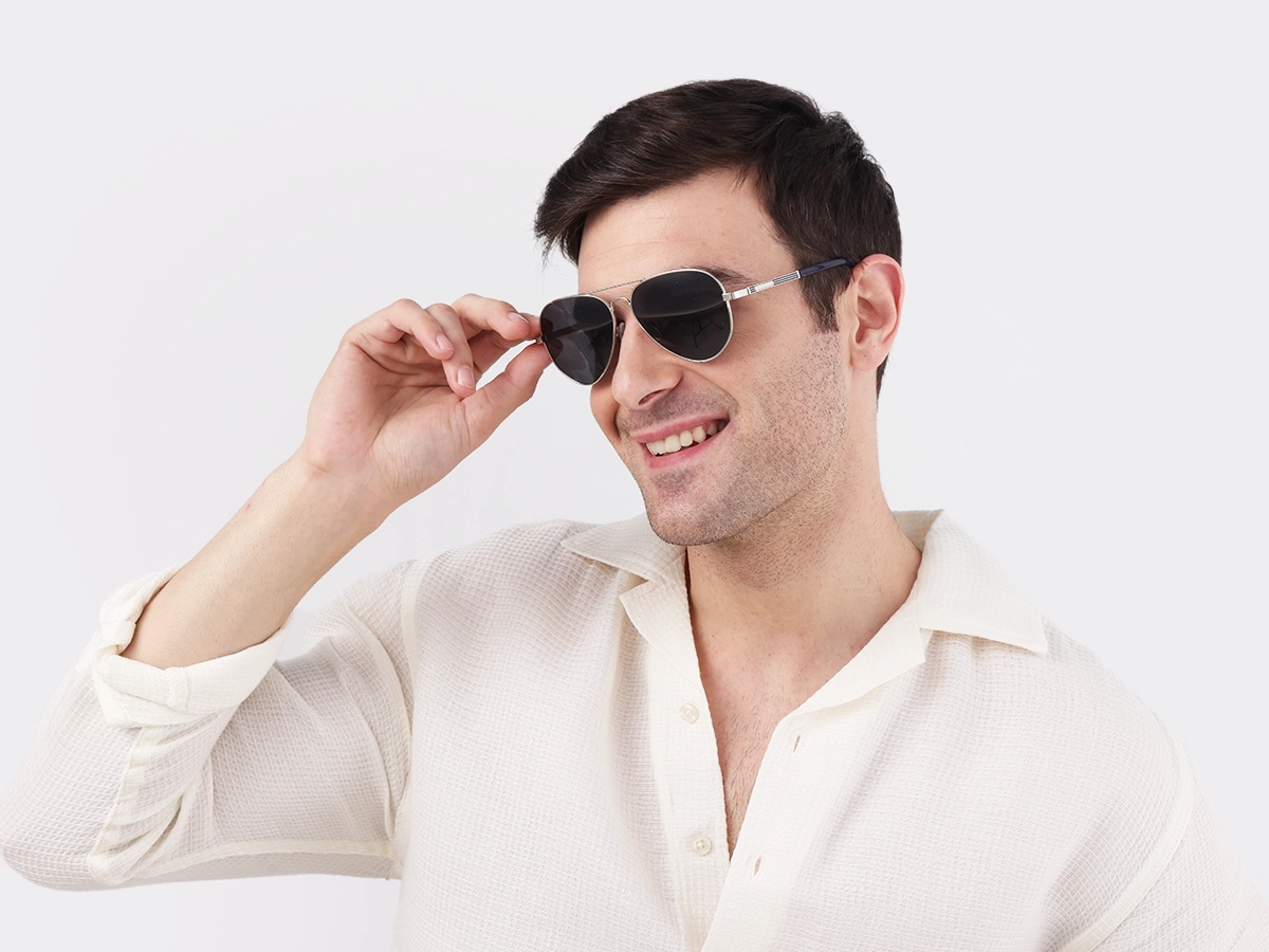 Lightweight Silver Metal Double Bridge Sunglasses 42