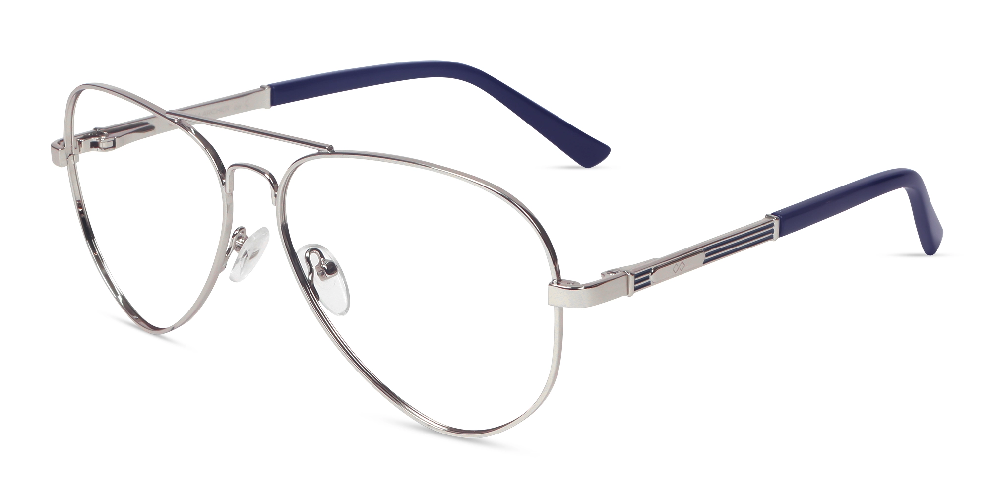 Lightweight Silver Full-Rim Pilot Glasses