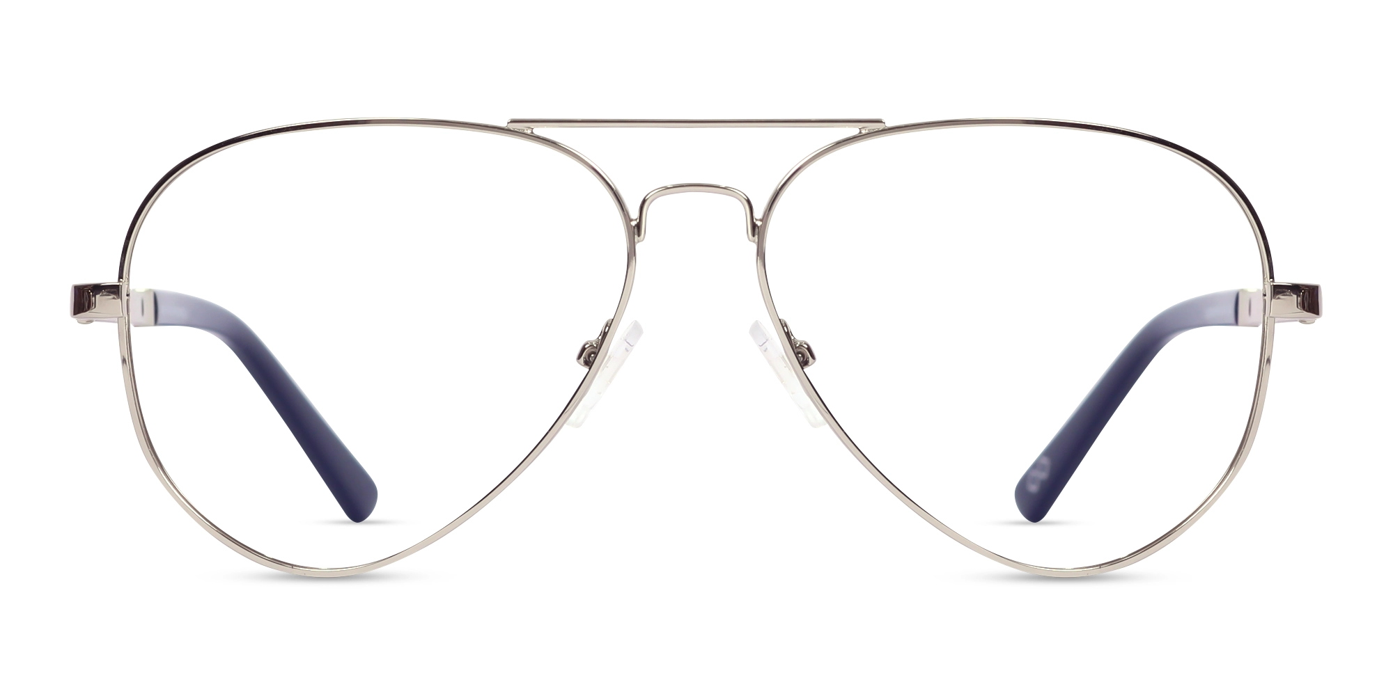 Lightweight Silver Full-Rim Pilot Glasses