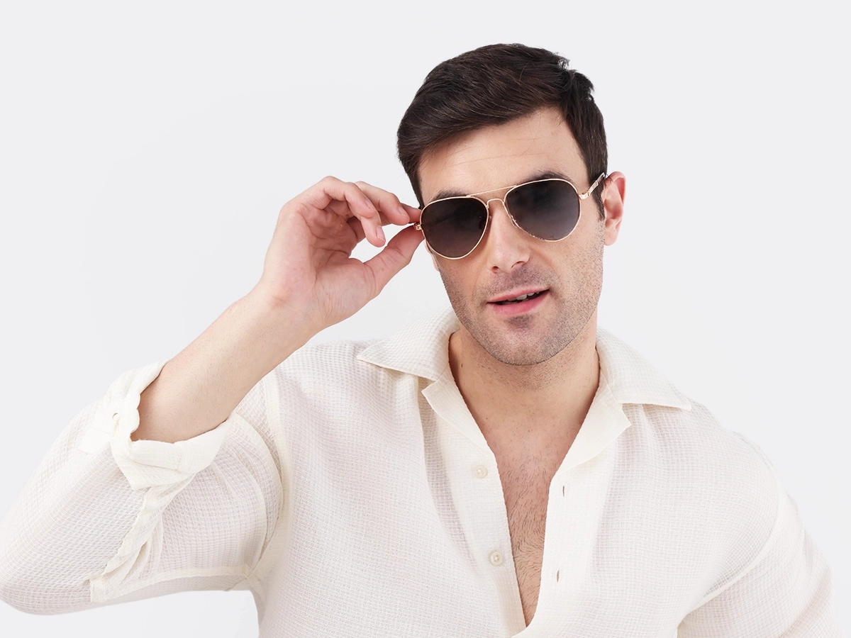 Gold Double Bridge Metal Pilot Sunglasses 41