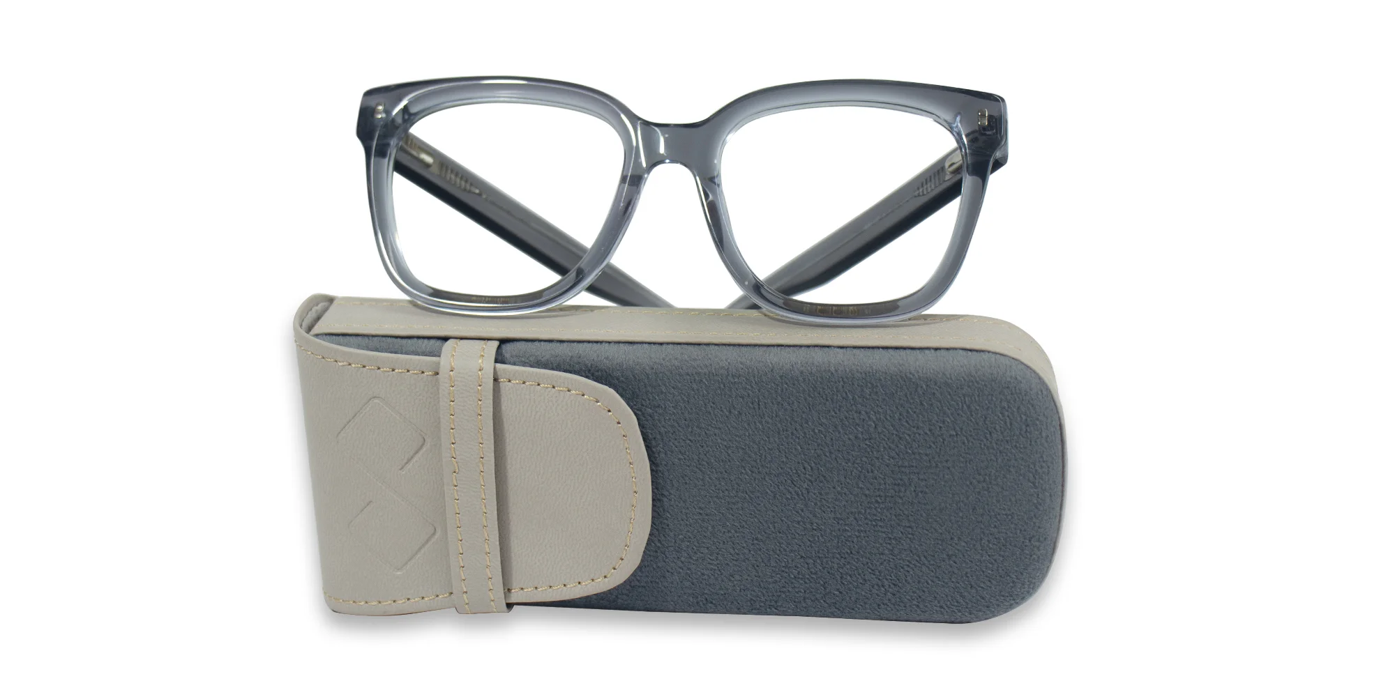 Grey Vegan Leather Glasses Case-5