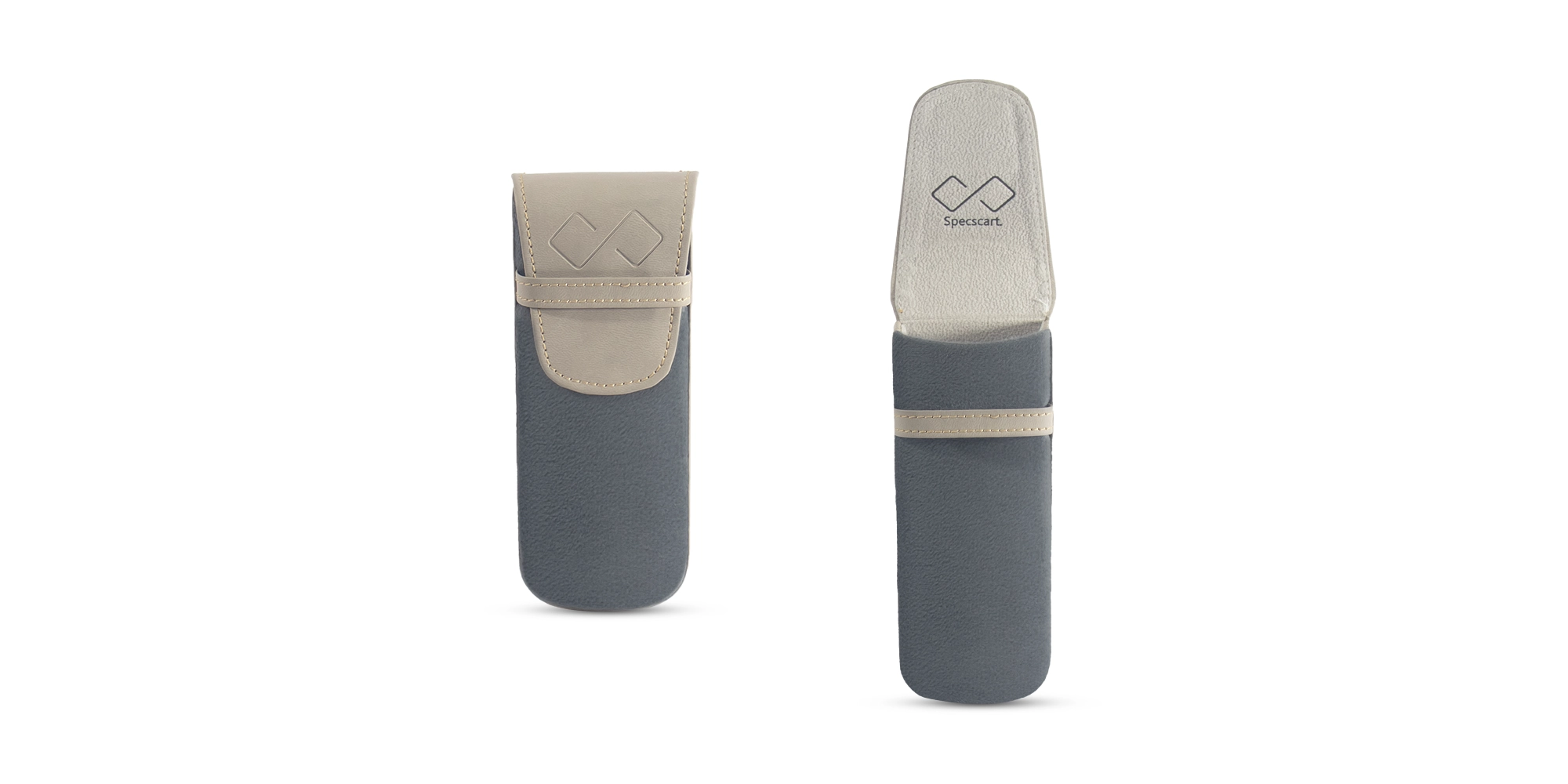 Grey Vegan Leather Glasses Case-4