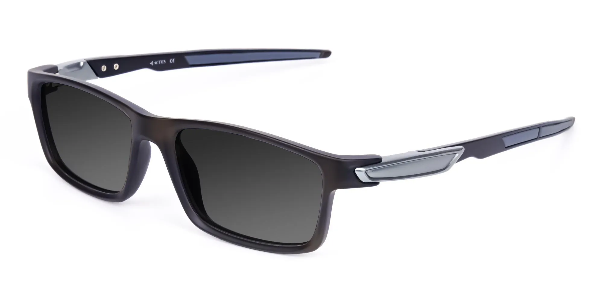 Black Rectangle Cycling Sunglasses For Men & Women with Grey Tint-2 Black Rectangle Cycling Sunglasses For Men & Women with Grey Tint-2