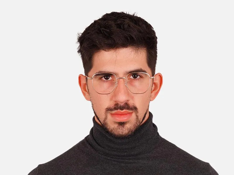 Hexagon Gold Frame Glasses-2