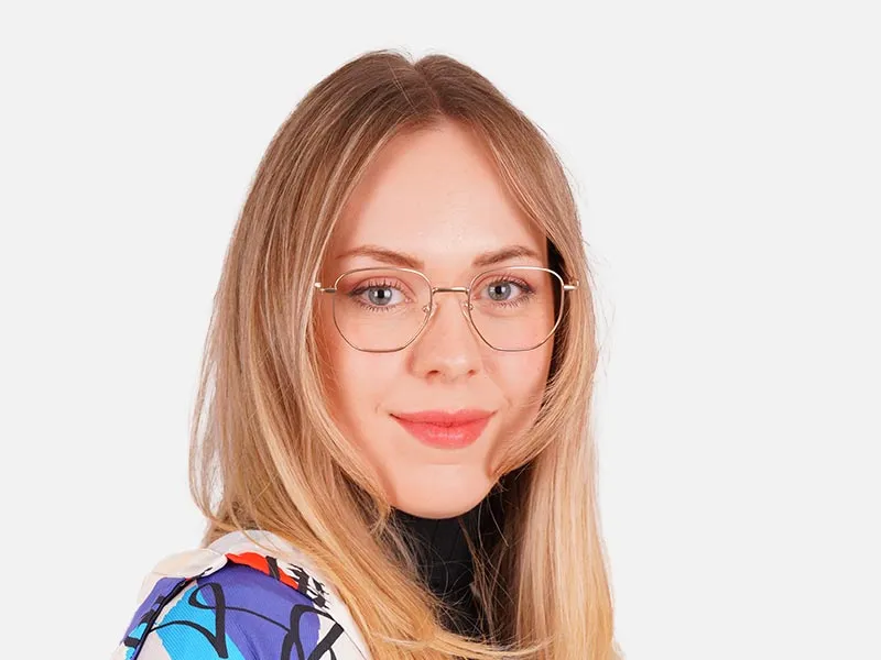 Hexagon Gold Frame Glasses-2
