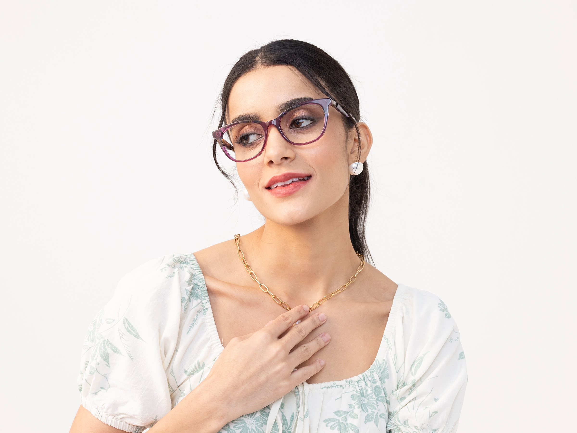 Crystal Purple Cat Eye Acetate Eyeglasses-13