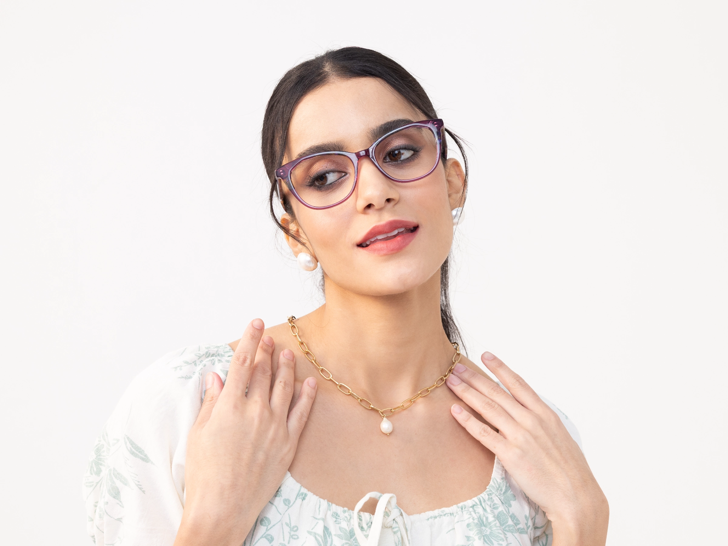 Crystal Purple Cat Eye Acetate Eyeglasses-12