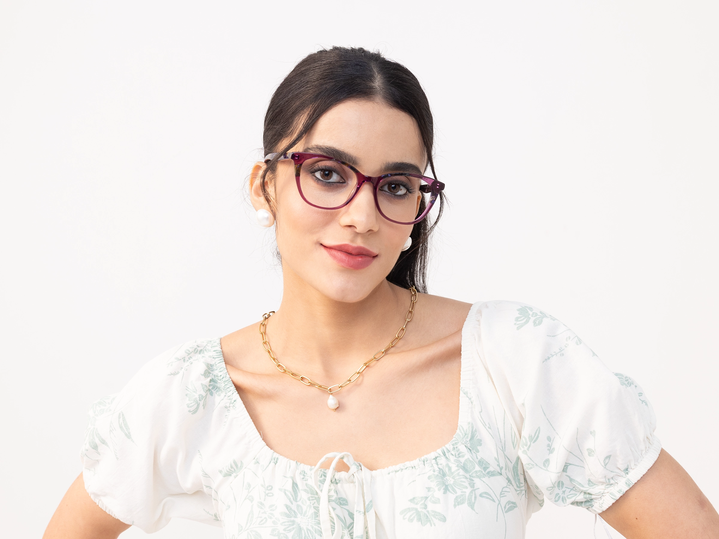 Crystal Purple Cat Eye Acetate Eyeglasses-11