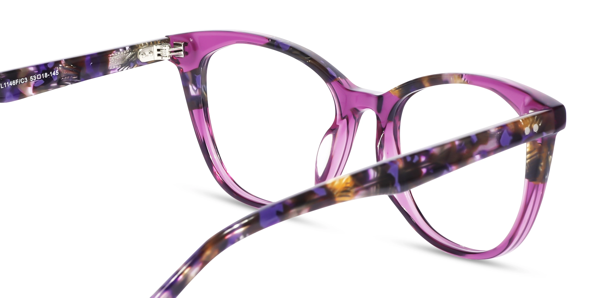 Crystal Purple Cat Eye Acetate Eyeglasses-5